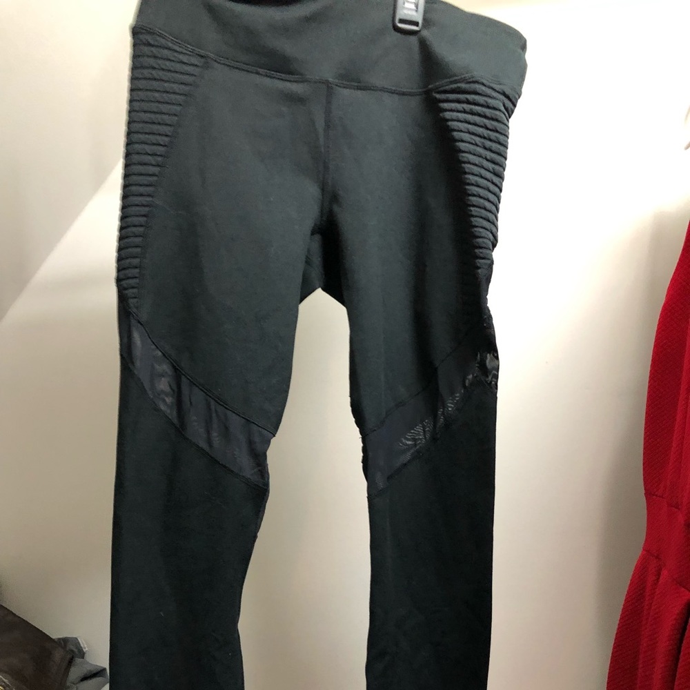 full length black leggings with mesh